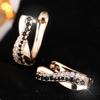 1 Pair Black White Zircon Cross Clip On Earrings for Women Luxury Vintage Gold Color Hoop Earrings Wedding Jewelry