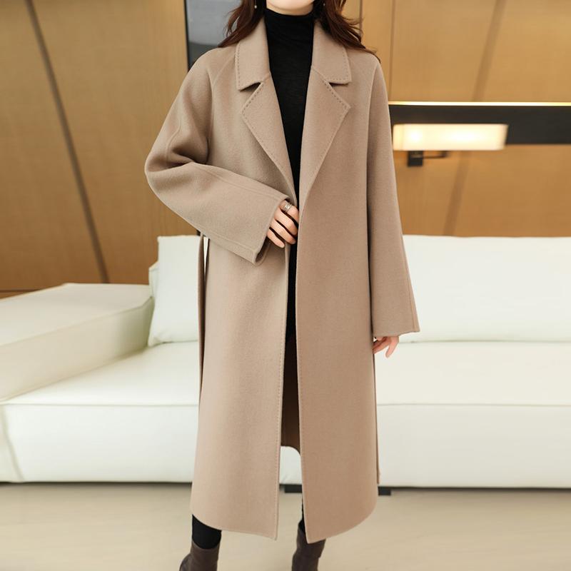 Женское пальто из 100% шерсти TIDENOVEL Осеннее шерстяное длинное пальто Ручной работы Пальто-бушлат Зимняя теплая шерстяная длинная куртка Пальто