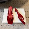 Версия из коровьей кожи~ Французский красный кожаный кот и шлепанцы для женской летней носки, жмущие ноги, маленькие сандалии, шлепанцы на высоком каблуке, полуполотенца