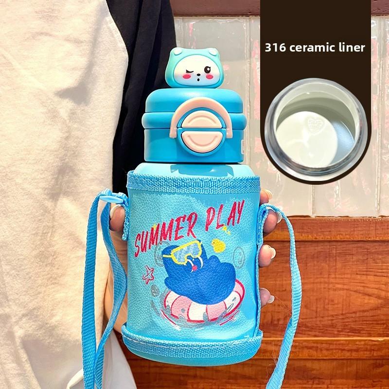 Childrens 600ml Insulated Thermos Bottle With Ceramic Inner For School And Travel