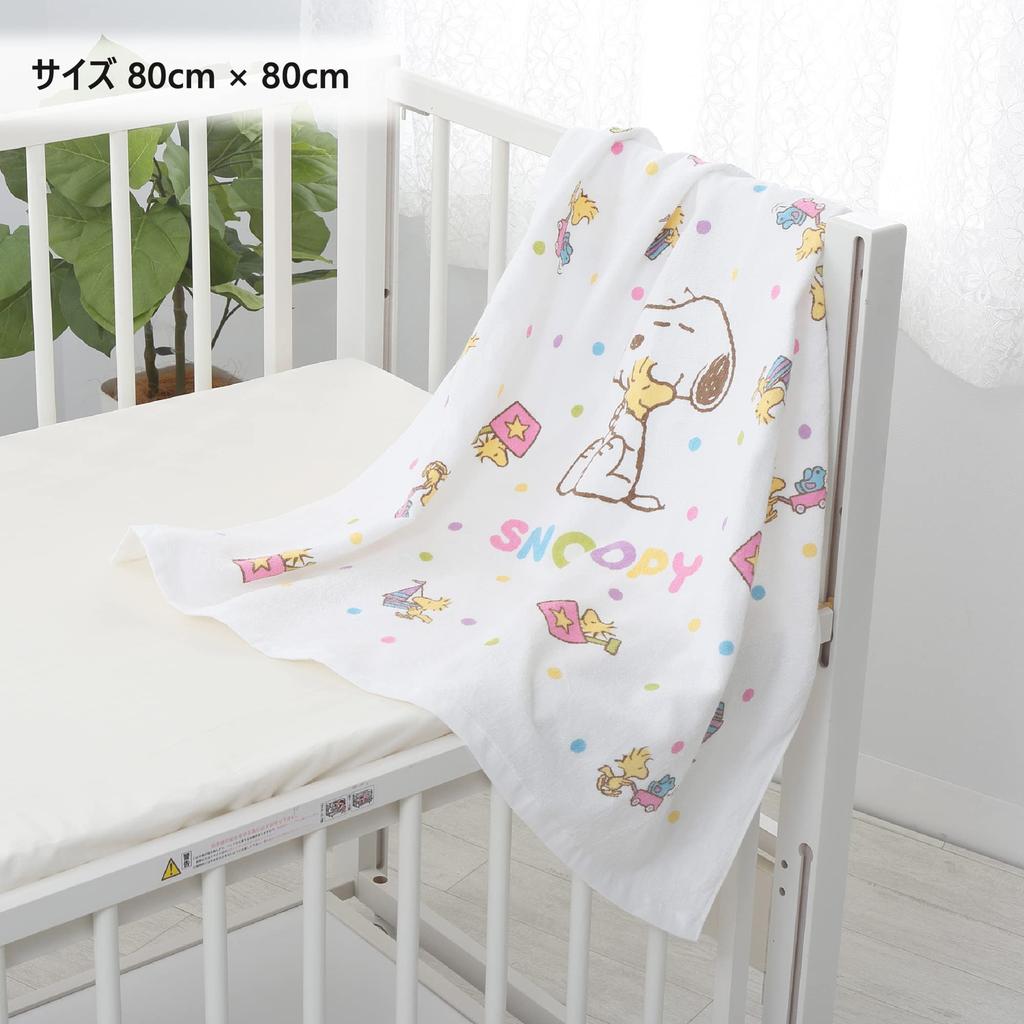 Полотенце для горячей воды nishikawa Snoopy 80 x 80 см Стирающийся хлопок Узор в горошек Сделано в Японии Белый WT52172000 [Nishikawa] 100%