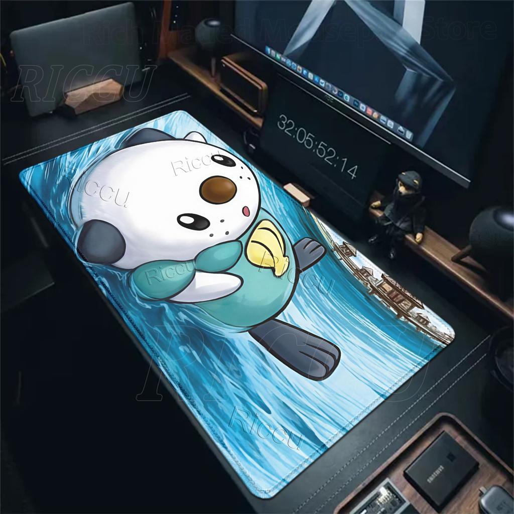 Gaming Mouse Pads Oshawott Pattern Pokemon Style Large Extended Rubber Computer Keyboard LockEdge Desk Mat Gamer Non-slip Carpet