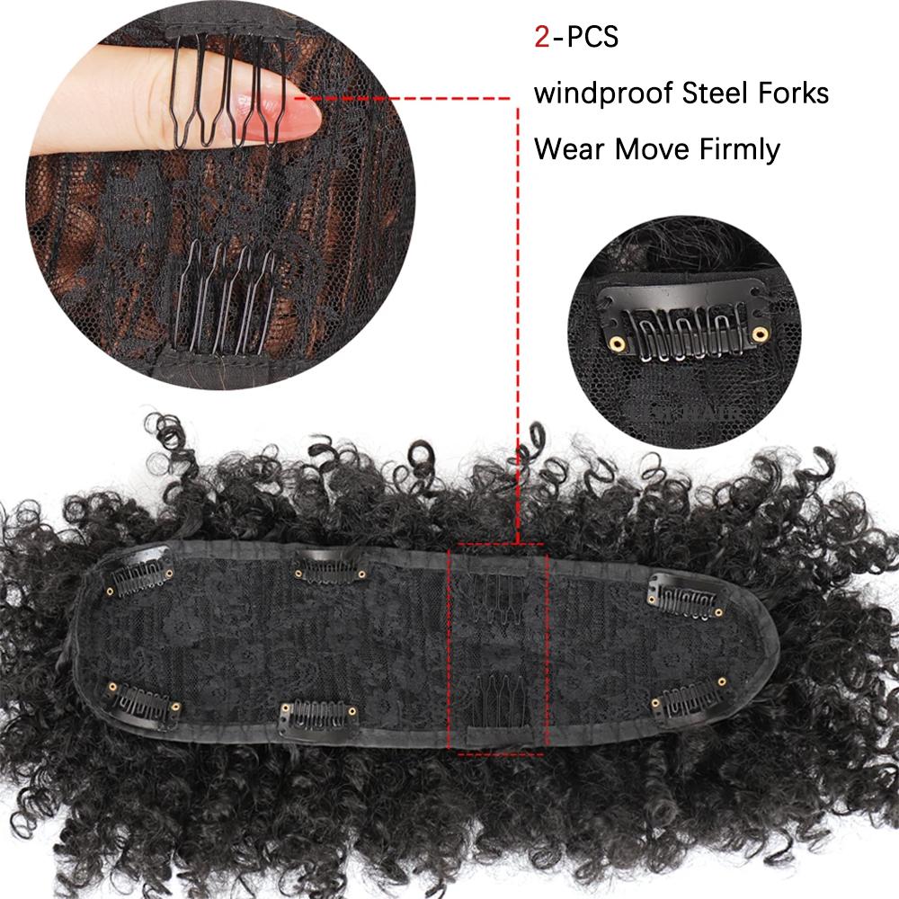 MISS WIG Синтетический вьющийся парик ирокез с заколкой для наращивания волос, пышный хвост с челкой, мягкий вьющийся парик ирокез