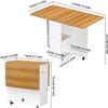120x70x78cm Storage Table Folding Dining Table with Wheels Mobile Wood Foldable Side Table Shelf Extendable Dining Table