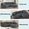 3-seater compression sofa, right chaise longue+2-seater, arc design, soft corduroy fabric, cup holder, cushions, vacuum-packed, living room, Gray