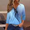 Women's 3/4 Sleeve T Shirts V Neck Button Summer Tops Business Casual Basic Tees Blouse