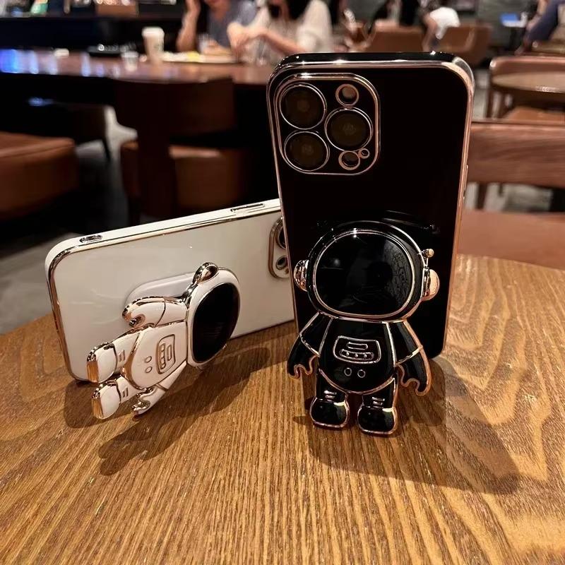 Для Infinix Smart 8 Pro Note 30 40 Tecno Camon 20C Spark Go Moto G10 G20 G30 Vivo Y18 Y22 3D Astronaut Kickstand Soft Full Lens Protective Phone Case
