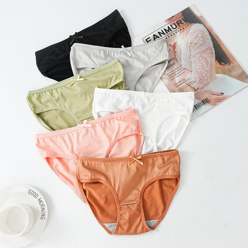 Women Seamless Panties Solid Color Breathable Underpants Mid-waist Briefs Girls Sexy Cute Underwear Briefs