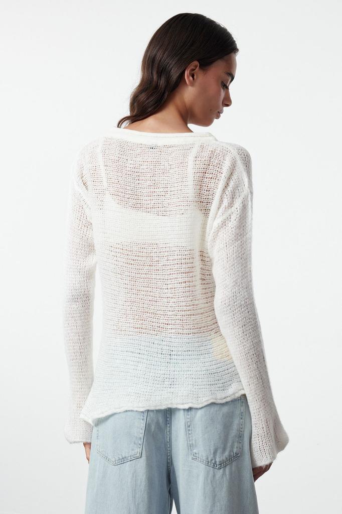 Женский модный стильный свитер, мятный прозрачный трикотажный свитер