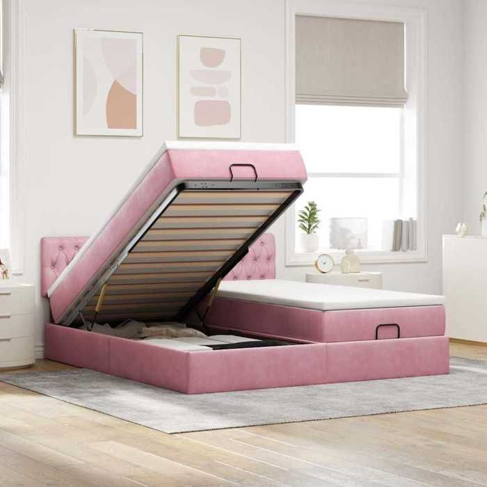 Maison Exclusive - Cadre de lit ottoman avec matelas rose 160x200 cm velours