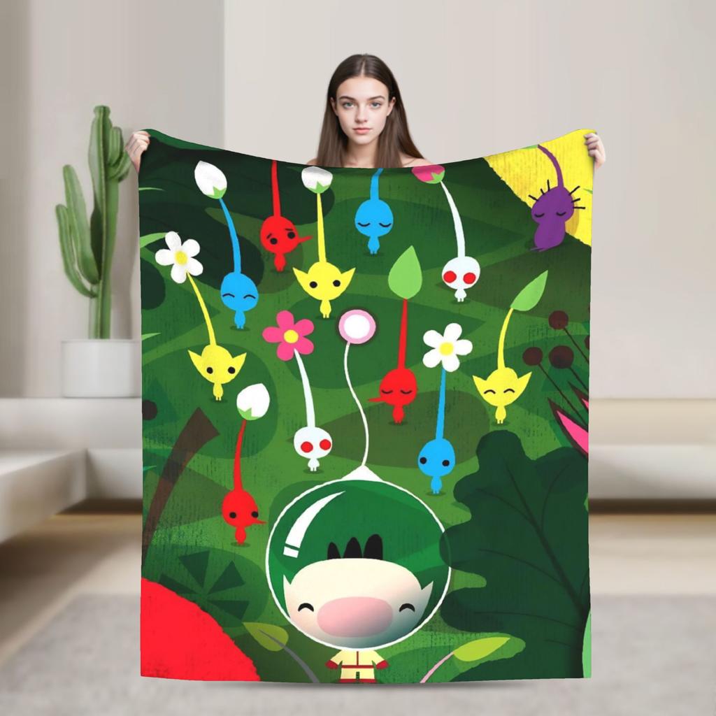 Pikmin Game Blanket Super Soft Fluffy Plush Throw Blanket For Couch Bed Airplane Travel Flannel Bedspread Bed Cover