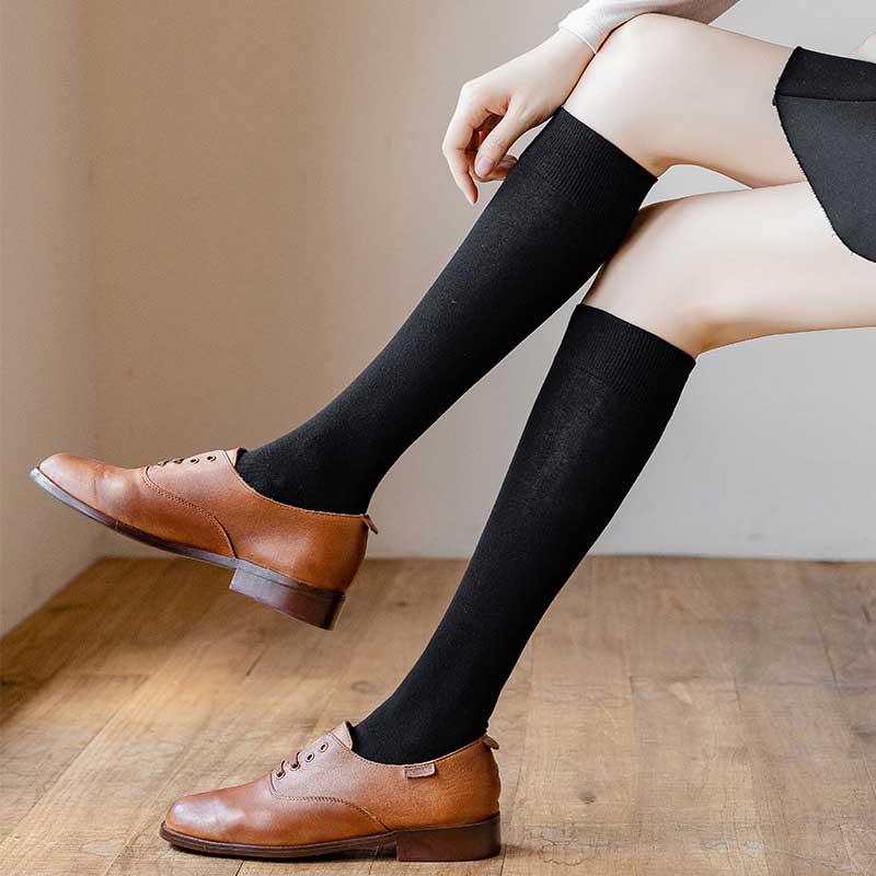 Женские гольфы, хлопковые зимние теплые носки, белые, черные вечерние сексуальные длинные носки для танцев, модные носки до середины икры