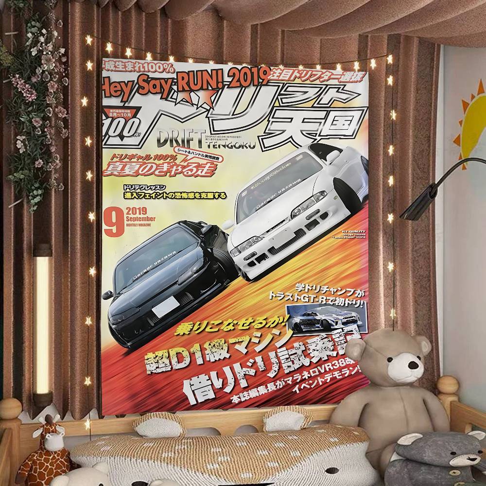 JDM Машина Япония Ретро 90-е Печатный Большой Настенный Гобелен Дешевый Хиппи Настенное Украшение Богемные Настенные Гобелены Мандала INS Домашний Декор
