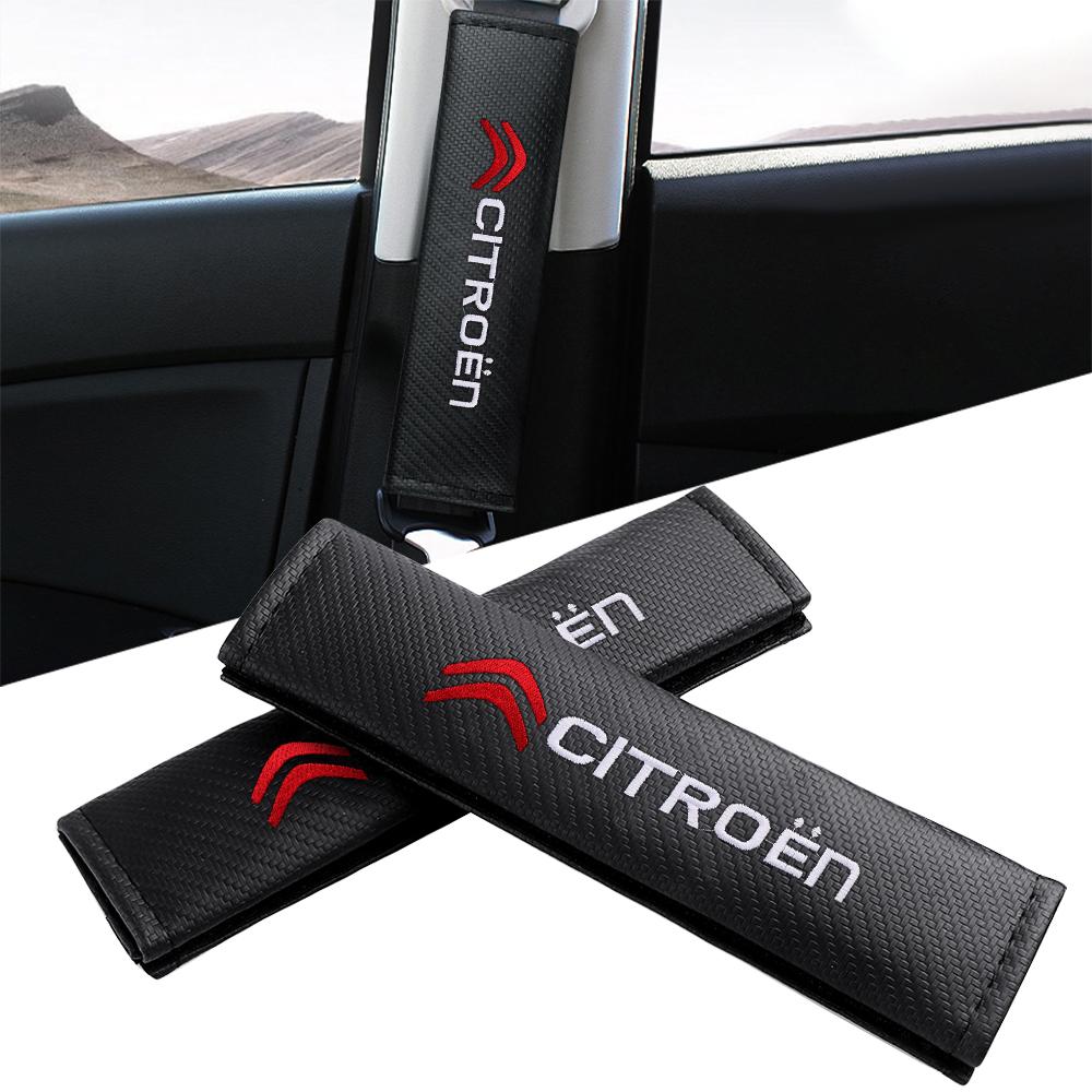Carbon Fibre Car Seat Belt Shoulder Cover Decompression Comfort Safety Belt Protective Cover For Citroen C3 C2 Berlingo Picasso ahr256