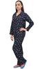 Navy Blue Button-Down Shirt With Pajama Pant 2 Pcs Night Wear Set - 10
