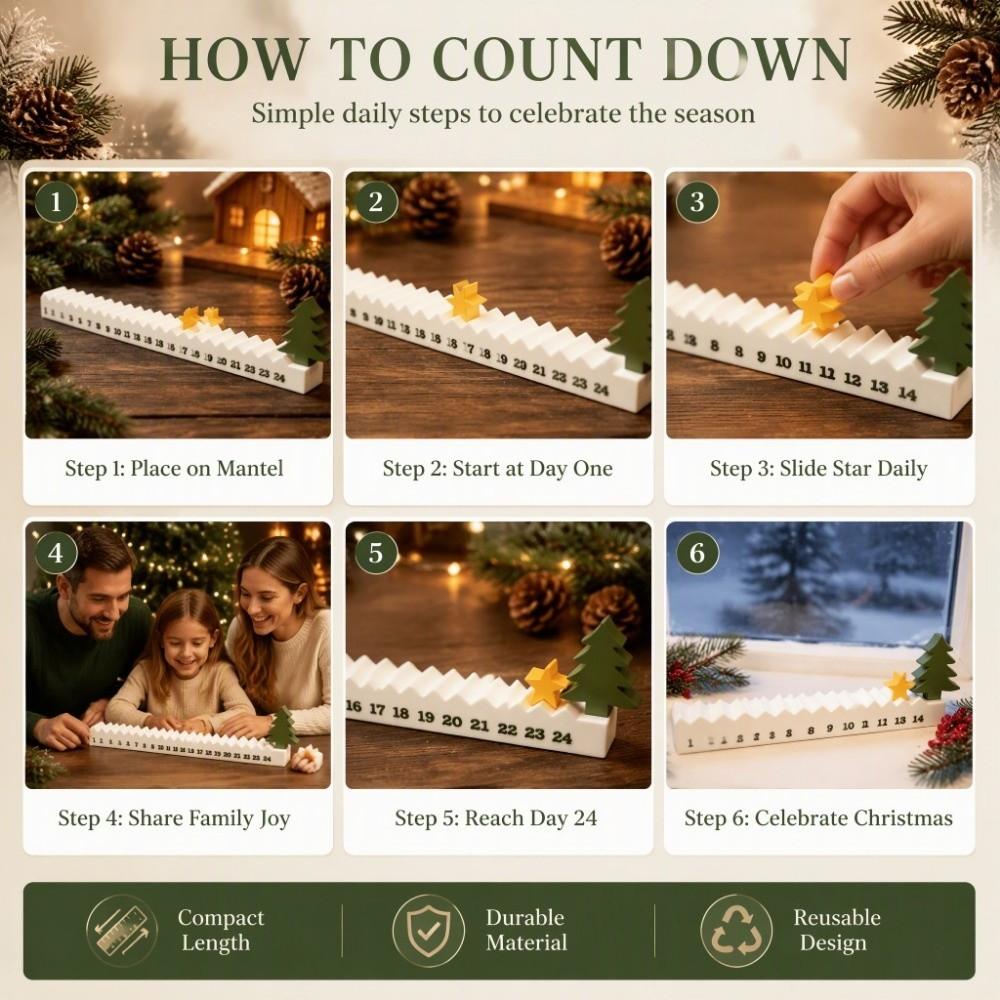 24-Day Countdown Christmas Countdown Star Christmas Arrival Calendar Desktop Ornament