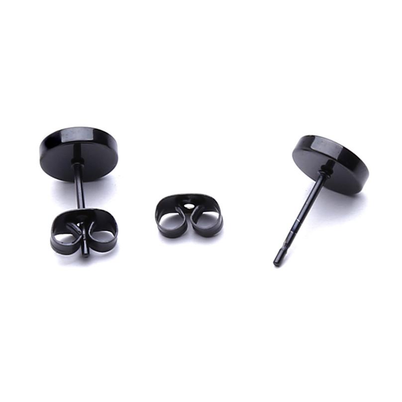 4Pairs Men Fashion Black Round Dumbbell Ear Clip Sets