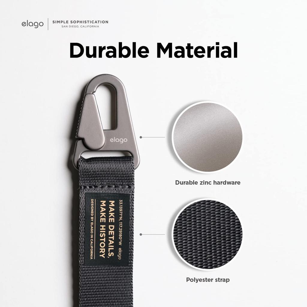 elago Carabiner Hand Strap, Simple and Stylish, D-Ring and O-Ring Compatible, Stable and Comfortable, Carabiner Wrist Strap [Compatible with Various S