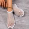 Beach Sandals Women's Fishnet Stockings Hollow Out Low Heel Flat Sandals Women