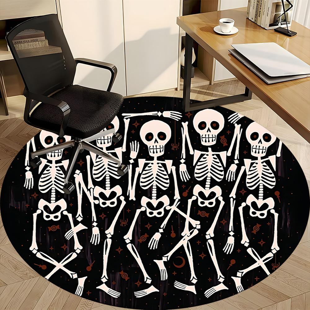 1 шт. Коврик Skeleparty Скелеты Круглый Коврик для Офиса, Коврик Подходит для Офиса, Под Офисные Кресла, Спальни, Гостиной, Домашнего Декора, Декор Комнаты