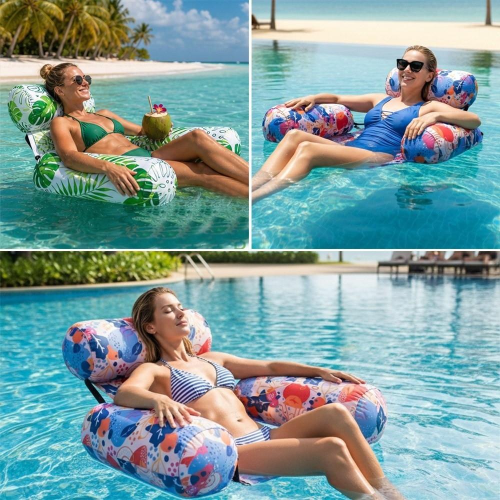 Fabric Cover Inflatable Pool Float Leaves Pattern Swim Floating Raft Water Hammock  Party Toy