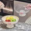 "High-Legged Cream Style Fruit Basket, Large-Capacity Candy & Snack Plate for Coffee Tables"