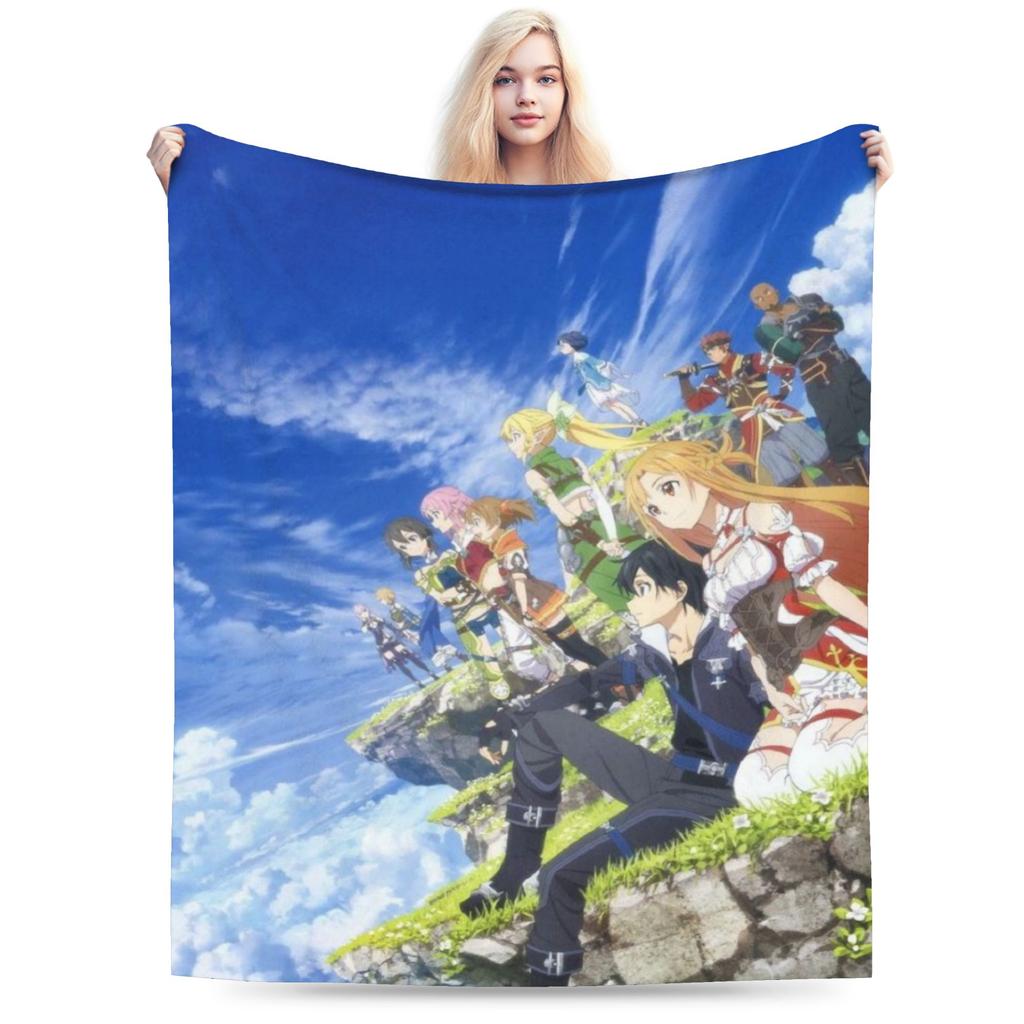 Sword Art Online Кирито Асуна Пледы Ультрамягкий Флис Уютный Подарок Плед Плюшевое Тонкое Одеяло