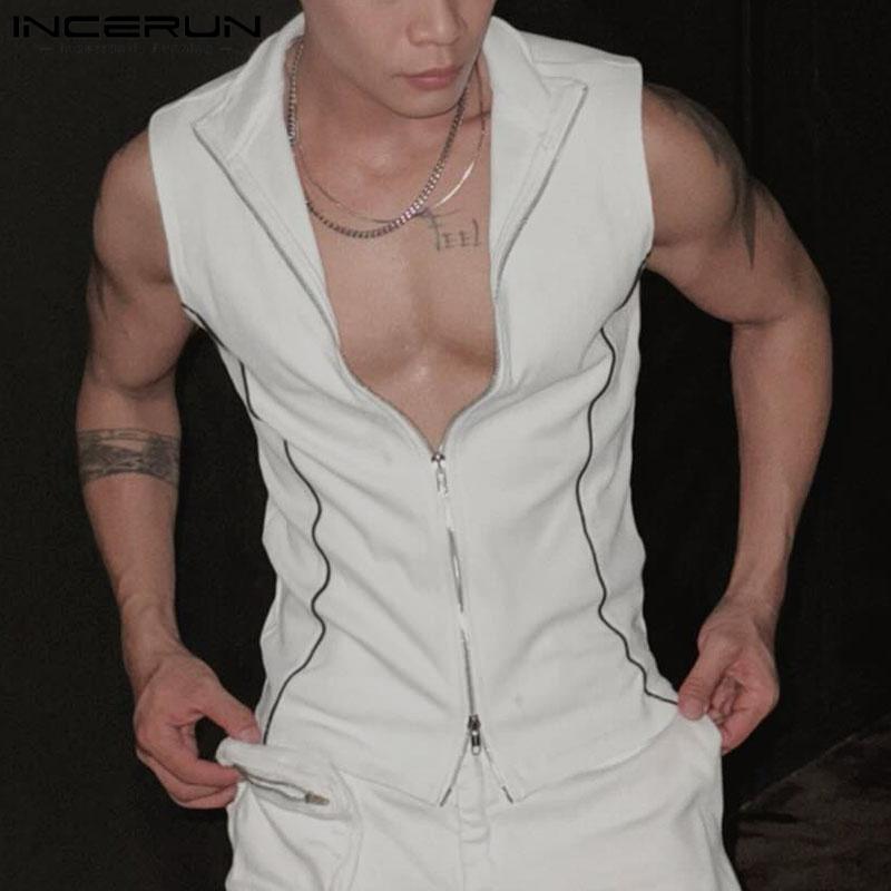 INCERUN Летние мужские повседневные облегающие майки без рукавов с вышивкой футболки