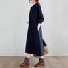 2025 Autumn Korean Style Cotton-Linen Polo Collar Elegant Long Sleeve Shirt Dress