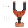 Guitar Wall Mount Hanger Holder Solid Wood Base Plastic Rubber Hook Body (Red Wood Color)