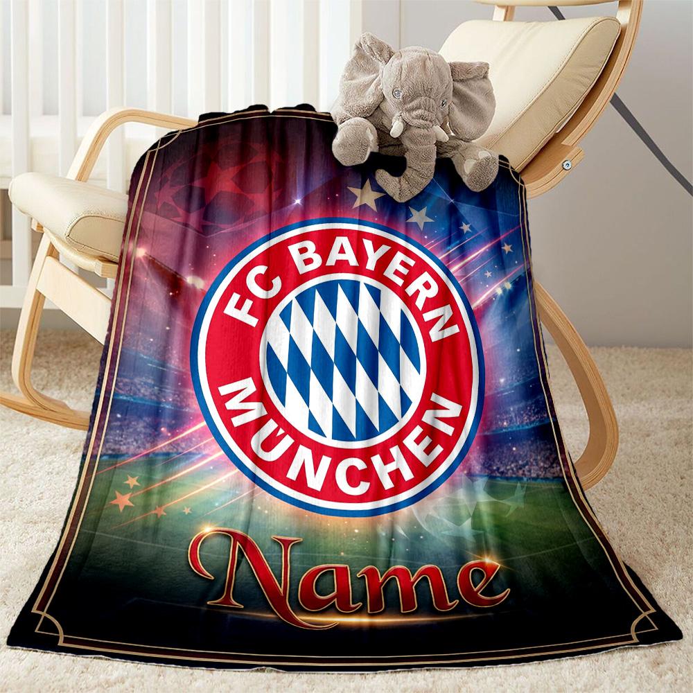 Bayern Munich Stadium Night Personalized Name Blanket Throw Customizable Blanket Warmthful Decor for Nap Couch Livingroom Chair Four Seasons Universal