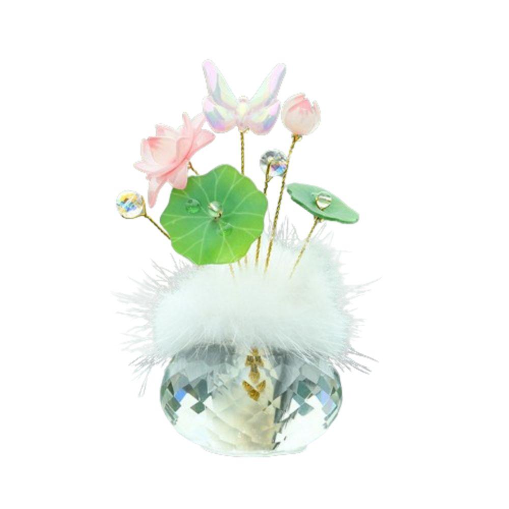 Creative Mini Crystal Glass Flowers Lotus Shaped Auto Interior Decoration Crystal Decor