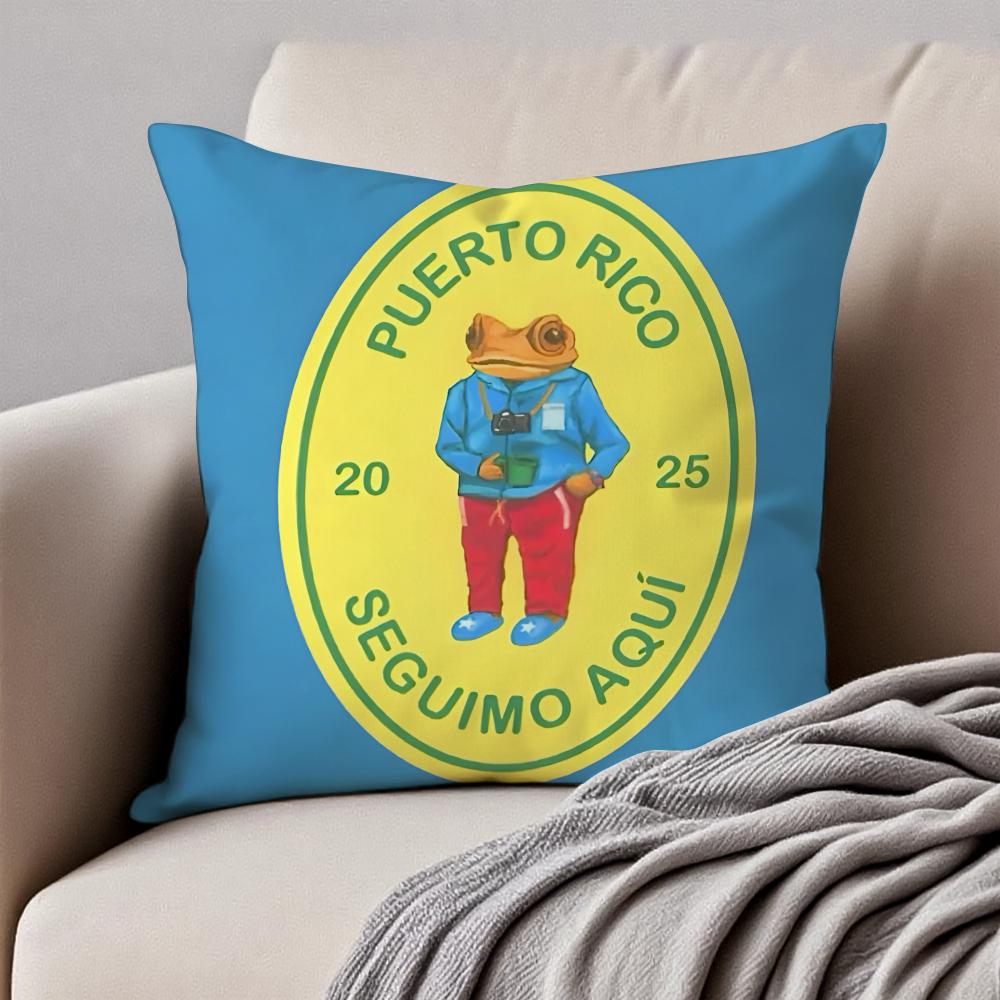 Bold Latin Singer BBad Bunny Cushion Cover Pillowcase Antidustmite Invisible Zipper Short Plush Sofa Cushion