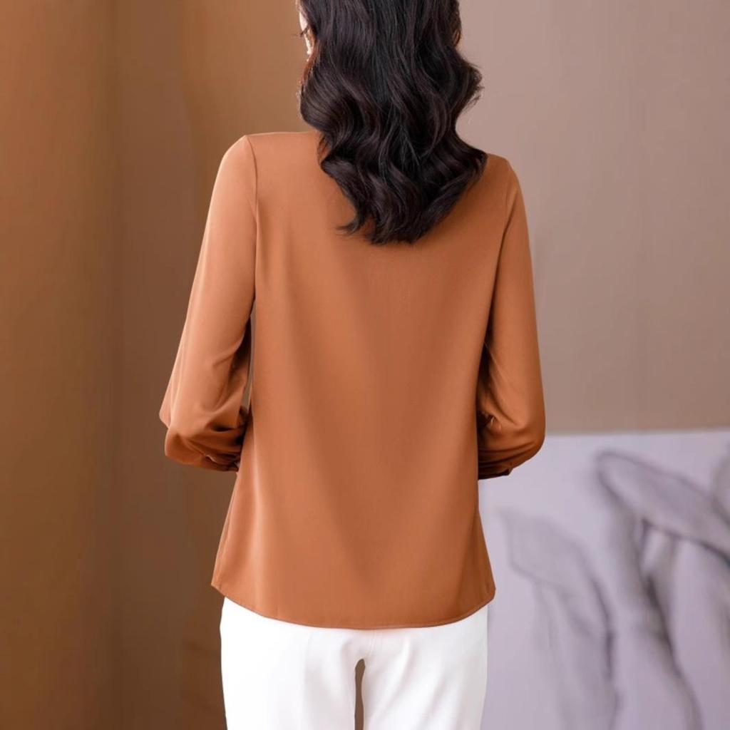 Брендовая женская блузка из шелка высокого класса с галстуком-бабочкой - Модный стиль