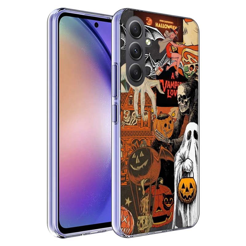 Halloween Fall Art Witch Cat Phone Case for Samsung A17 A37 A57 A07 A16 A26 A36 A56 A06 A02S A12 A22 A32 A52S A04S A14 A24 A34 A
