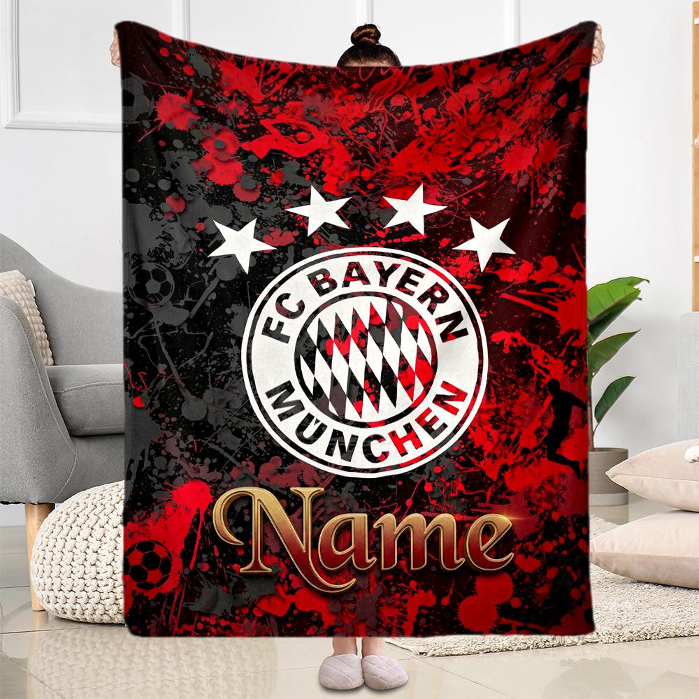 Bayern Munich Soccer Art Customize Text Blanket Multi-purpose Customizable Blanket Durable Comfort Great for Bed Office Chair Bedding for All Occasion