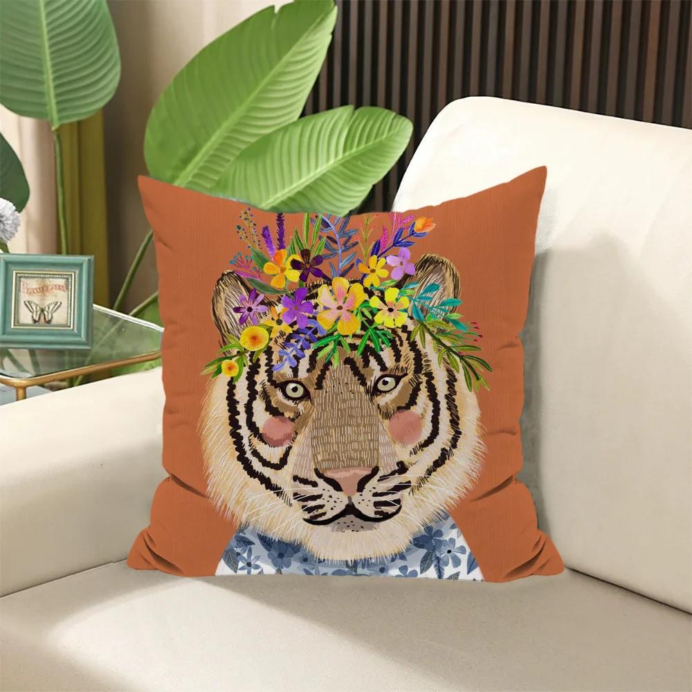 Подушка с животными и цветами  ×  Наволочки для набивных подушек Декоративные подушки для дивана Элегантные чехлы для комнаты Сон