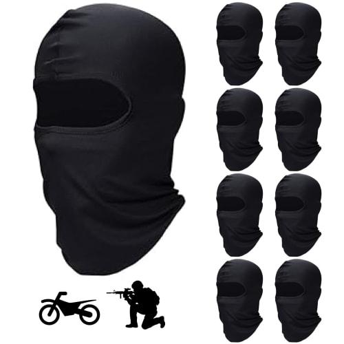 Rurumi Balaclava Face Masks, 9-Piece Set, Black, Face Cover, Army Style, UV Protection, Cycling, BMX, Bike, Outdoor, Tactical, Military, Cold Weather,