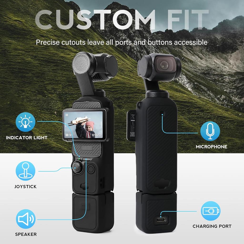 Silicone Protective Case for DJI Osmo Pocket 3, Anti-Scratch Slim Skin, Screen Mic Guard Hand Grip Pocket Camera Accessories