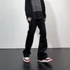 Unisex Black Flared Jeans: Retro High-Street Vibe, Loose & Versatile Cleanfit.