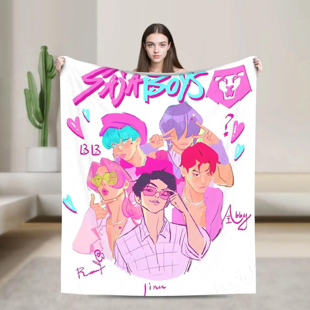 Super Soft Decorative Throw Blanket KPop Demon Hunters Anime Flannel Bedspread for Couch Bed Sofa Cover