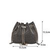 Fashion Women Drawstring Rhinestones Shoulder Bag Luxury Bucket Crossbody Bag