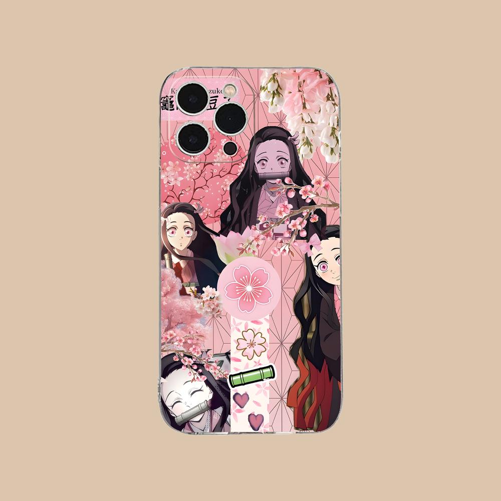 Demon Slayer Anime Nezuko Phone Case for iPhone 16 15 14 13 12 11 X XR XS 8 6 Pro Max Plus Mini Clear Colour Protective Luxury