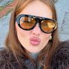 Retro Round Sunglasses for Women Men Vintage Oversized Pilot Frame Tea Color Lens UV400 Luxury  Trend Unisex Shades