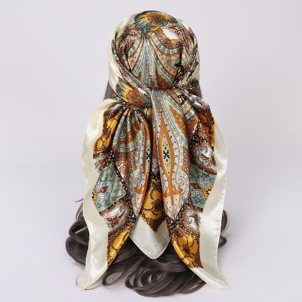 Head Scarf Women Pirate Costume Accessories Silk Red Bandana for Hair Wrapping Soft Neckerchief Silk Foulard Satin