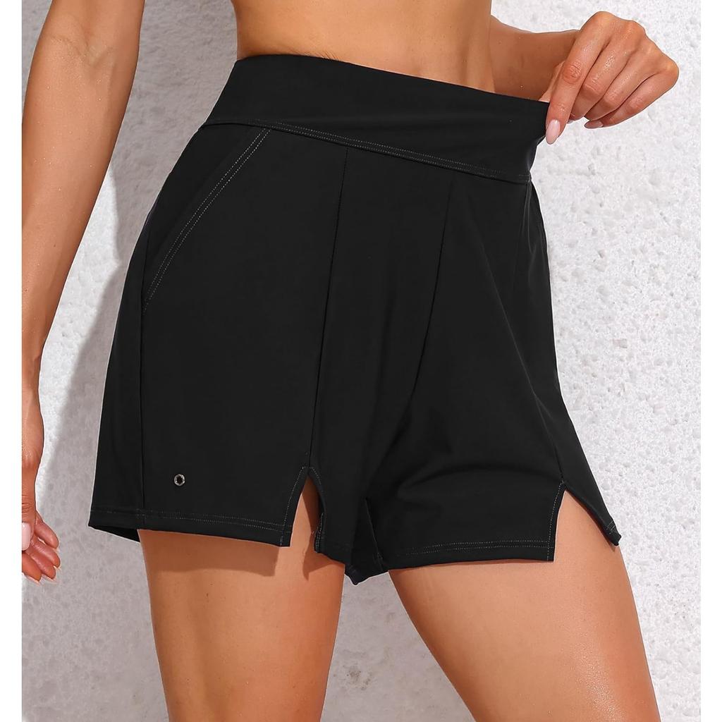 Charmleaks женские шорты для плавания с карманами, купальный костюм с высокой талией, плавки с контролем живота, купальник