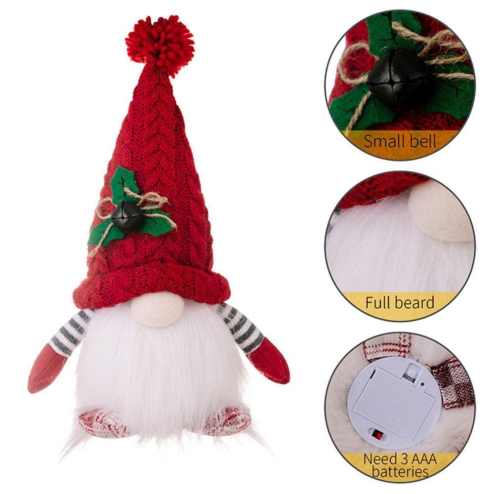 Gnome Doll Dwarf Doll With Lights Faceless Doll Cartoon Christmas Dwarf Knitted Hat Christmas