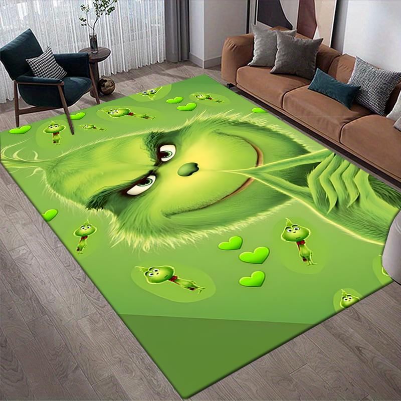 Grinch Party Style Crystal Velvet Rug, Soft Anti‑Slip Crystal Velvet Carpet for Living Room Bedroom Home Decor