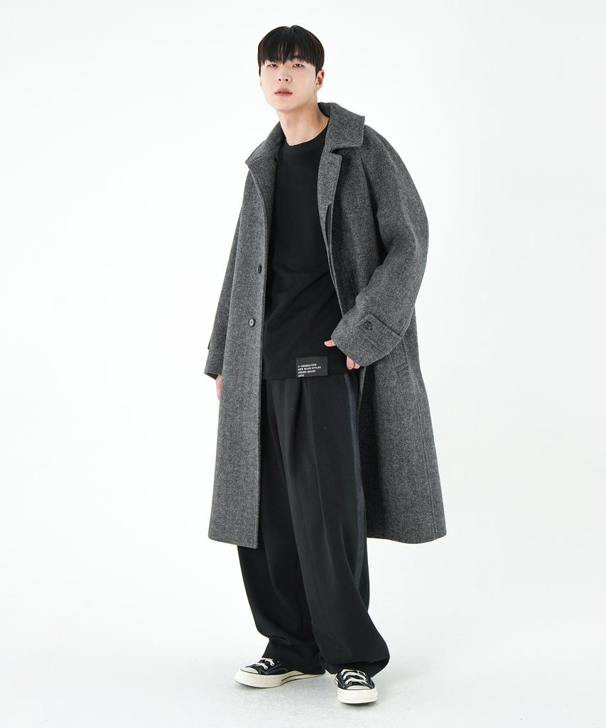 Znuz Hayes Herringbone Coat - Dark Gray