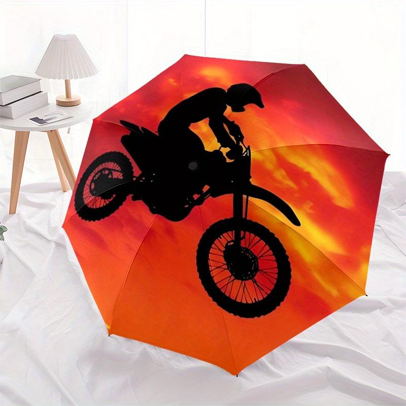 1pc Motorcycle Sunset Themed High-quality Umbrella,Automatic Opening and Closing Umbrella,Multi-functional Umbrella G0811055